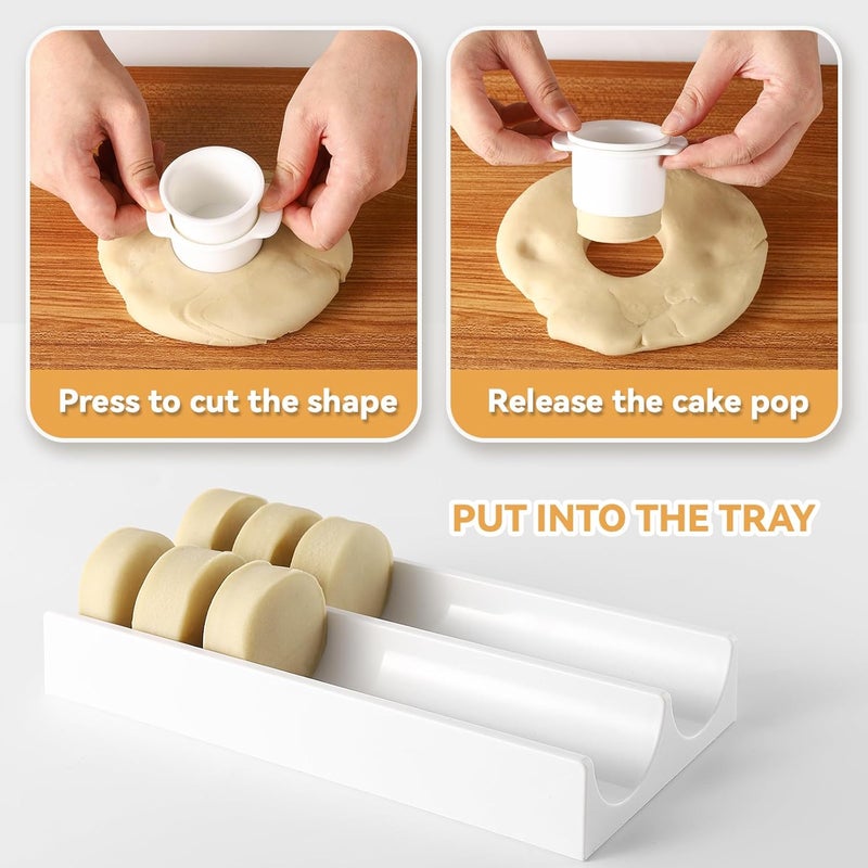 MITCHENIFY Round Cake Pop Mold with 9-Inch Tray, Plastic Cake Pop Cutter and Pusher, Baking Molds for Home Baking, Birthday Parties, Wedding Desserts - Image 2